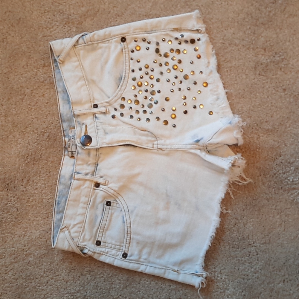 Free People Studded Jean Shorts